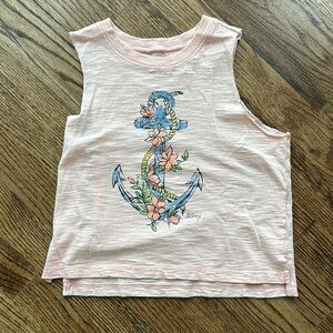 Roxy Pink Floral Anchor Tank Top